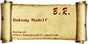 Baksay Rudolf névjegykártya
